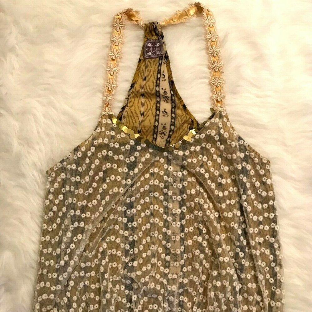 Free People Racerback Top Lace Embellished boho